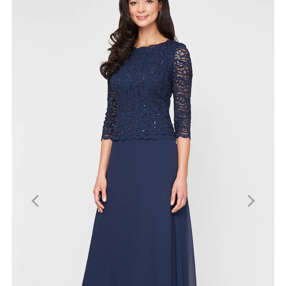 Alex Evenings Navy Sequin Maxi Dress